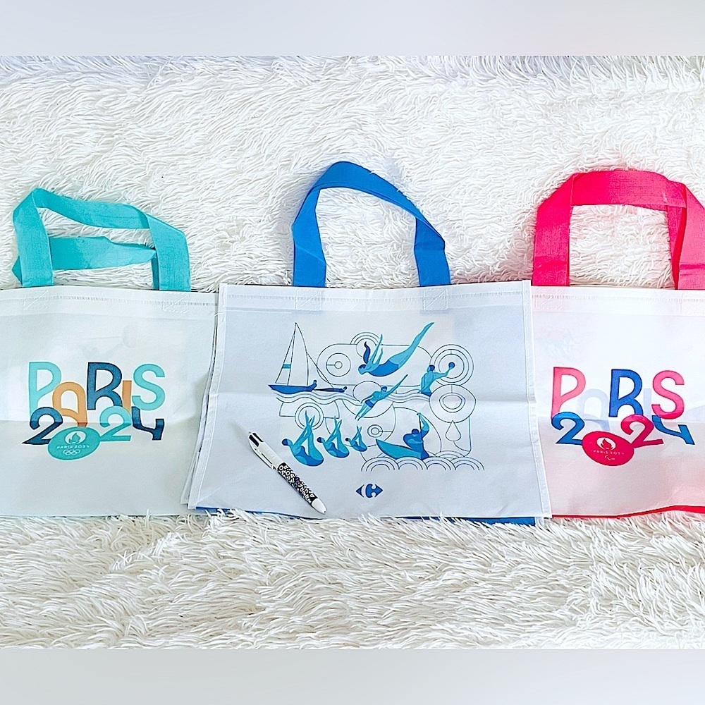 4pc Olympic’s 2024 France shopping tote bags 3 & 1 pen writes in multiple colors